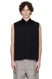 Черная контрастная рубашка без рукавов AMI Paris