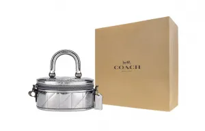 COACH Траловая овчинная наплечная сумка через плечо маленькая женская антрацит