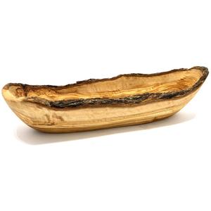 Чаша для хлеба из оливкового дерева рустикальная из благородного натурального оливкового дерева 1 шт. из массивного дерева. Уникальная текстура, естественная форма чаши, идеально подходит для багета Olivenholz-Erleben, коричневый