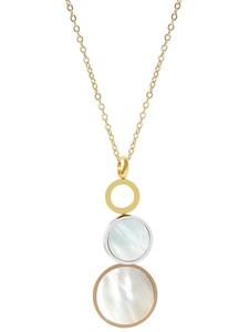 Adeliás Женское колье из нержавеющей стали с перламутровой вставкой, 43 см, серебро