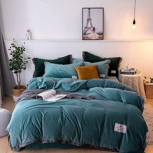 YUSIWOAL Комплект постельного белья однотонный утолщенный двусторонний фланелевый с молнией