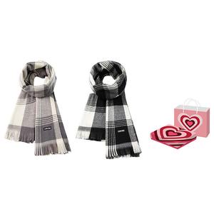 Вязаный шарф унисекс, Black+Gray, Heart Box