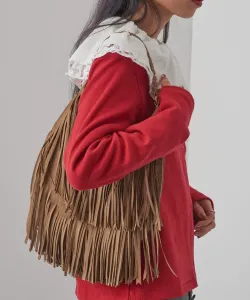 сумка-клатч/сумка-полуплечевая из замши с бахромой