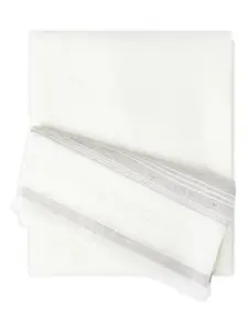 Льняной шарф в полоску с вышивкой Brunello Cucinelli, белый