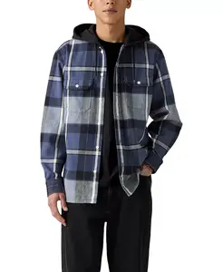 Мужская свободная рубашка с капюшоном и длинными рукавами, застегивающаяся на пуговицы спереди Levi'S, синий