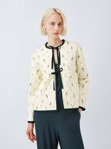 Стёганая куртка для отдыха с цветочным узором John Lewis, Khaki/Cream