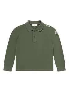 Рубашка поло с длинными рукавами и нашивкой-логотипом Moncler Enfant, зеленый