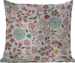 Подушка для улицы - Цветочные узоры - Цвета - 50x50 см - Водонепроницаемая - Подушка для отдыха - Удобная - Подушка с изображением MuchoWow