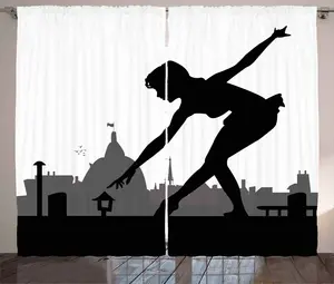 Штора ABAKUHAUS "Балетная рустик", "Маленькая балерина", для спальни, со сборками, петлями и крючками, 280 x 245 см, цвет: антрацитово-серый, светло-серый Abakuhaus