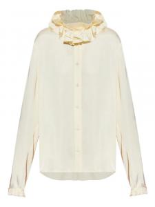 Блузка с высоким воротом и оборками Jil Sander, желтый