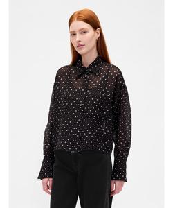 (W) Прозрачная укороченная рубашка с прямым низом