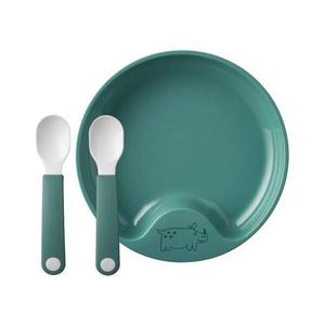 Обучающая тарелка с обучающей ложкой mio Mepal, бирюзовый