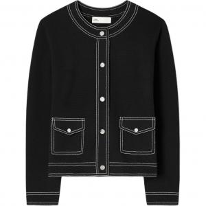 Tory Burch Женский черный кардиган с круглым вырезом средней длины