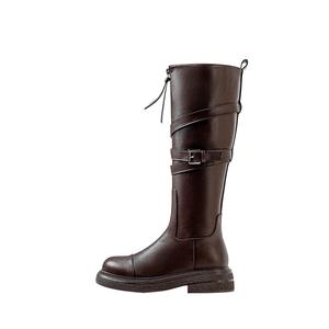 Осенние ботинки до колена в стиле Maillard 4,5 см женские MIAOLV, коричневый