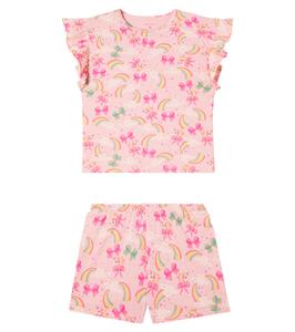 Комплект из хлопкового топа и шорт Lin Frill Konges Sløjd, Rainbow Bow