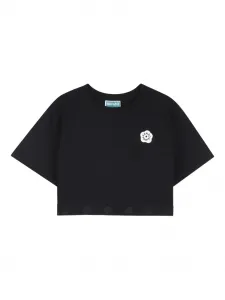 Футболка с цветочным логотипом Kenzo Kids, черный