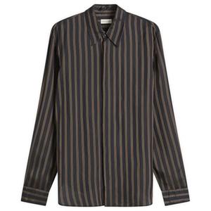 Полосатая рубашка из купро Dries Van Noten, темно-синий