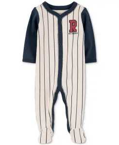 Детские пижамы-слипы для мальчиков из хлопка Baseball Rookie Carter's, коричневый/бежевый