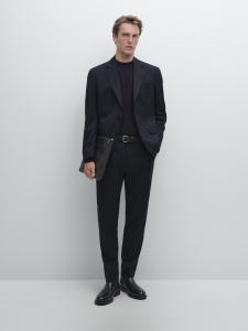 Брюки в ломаную клетку Massimo Dutti, темно-синий