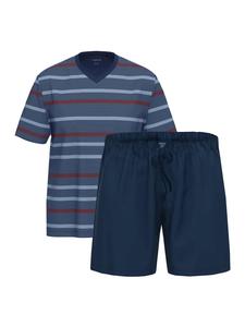 Ammann Хлопковая пижама Night & Home темно-синего цвета / синего оттенка