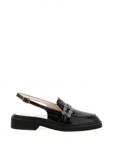 Кожаные лоферы с пряжкой, украшенной кристаллами Roger Vivier, черный
