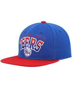 Мужская классическая кепка Snapback Philadelphia 76ers королевского и красного цветов с надписью с градиентом и надписью Philadelphia 76ers Mitchell & Ness