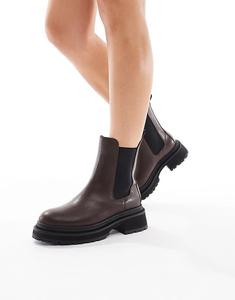 Массивные ботинки челси London Rebel Wide Fit Emma шоколадного цвета