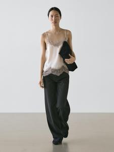 Топ с эффектом жатой ткани Massimo Dutti, beige