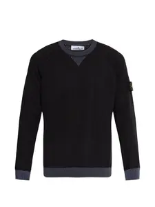 Свитер с круглым вырезом и нашивкой с логотипом Stone Island, черный