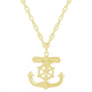 Ожерелье с подвеской в ​​виде распятия из стерлингового серебра Glistening Jewels, Gold Plated Sterling Silver