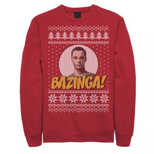 Мужской свитшот с праздничным узором Bazinga The Big Bang Theory Licensed Character
