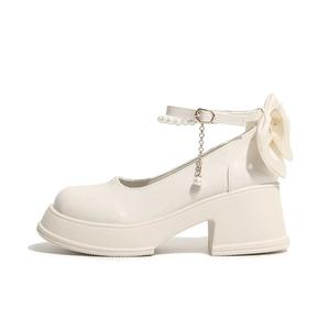 Туфли Мэри Джейн на массивном каблуке для женщин 7 SEVFUN, Ecru