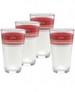 Набор из 4 стеклянных стаканов-холодильников Sunset Horizon Edgeline Tapered Cooler Glass Fiesta, Scarlet, Poppy, Peony, White