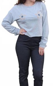 Кроп топ с длинными рукавами "Jeweled Star" в сером меланже Honey Punch, серый