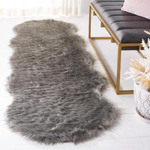 Коллекция SAFAVIEH Faux Sheep Skin, ковер-дорожка 77 x 244 см,, цвет dark grey, артикул FSS118B, Silken Glam