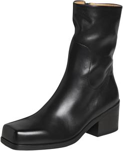 Женские ботильоны FSJ с закрытым квадратным носком, низким широким каблуком, короткие, с боковой молнией, до середины икры, модные, размеры 4-16 US, Black