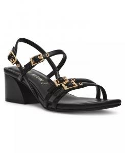Женские босоножки Mackenzie Strappy Buckle Heel Dress Sandals Anne Klein, черный