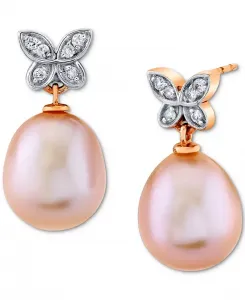 Серьги-Бабочки из розового барочного культивированного пресноводного жемчуга (9 мм) и бриллиантов (1/10 карата) из 14-каратного розового золота Macy'S, gold