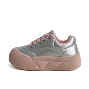 City camel Скользоустойчивые женские скейтерские кеды с низким верхом розово-серебристые, цвет Pink Silver