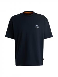 BOSS Футболка-джерси темно-синего цвета