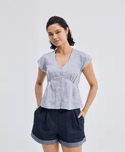 Женский короткий топ с глубоким V-образным вырезом Reistor, серый