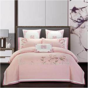 KYTGFH Комплект постельного белья с вышивкой и пэчворком из египетского хлопка 600Тс