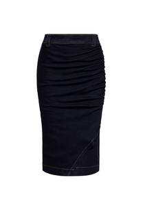 Юбка-карандаш с асимметричным нахлестом и рюшами QUEEN KEROSIN, цвет Denim