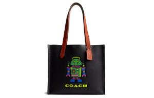 COACH Сумка-шоппер из холста с кожаными деталями