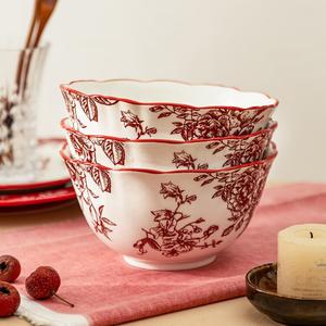 Modern Housewife Набор китайской керамической посуды Modengzhufu Rose Holiday, 4 миски 11 см, 4 предмета