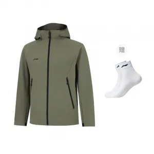 Куртка Li Ning с капюшоном, мужская, тренч Li-Ning, army canvas зеленый with li-ning socks 1 pack