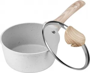 Кастрюля 1,42 л с антипригарным покрытием, крышкой из закаленного стекла, съемной ручкой - подходит для супов, овощей и молока, изготовлена из алюминиевого сплава, белого цвета StarTech