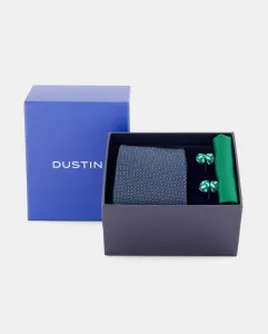 Набор: футляр для галстука, запонки и подходящий платок Dustin, зеленый