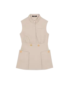 Платье А-силуэта с пуговицами Balmain, бежевый