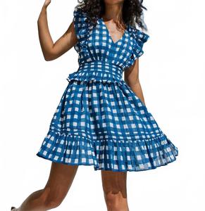 Cleobella Мини-платье Benny сине-белого цвета